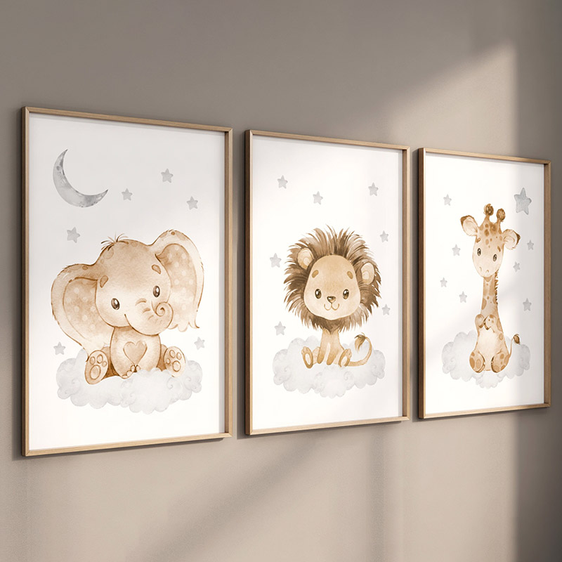Elephant Giraffe Lion Custom B - Baby Nursery Name Wall Art recensione e prezzo