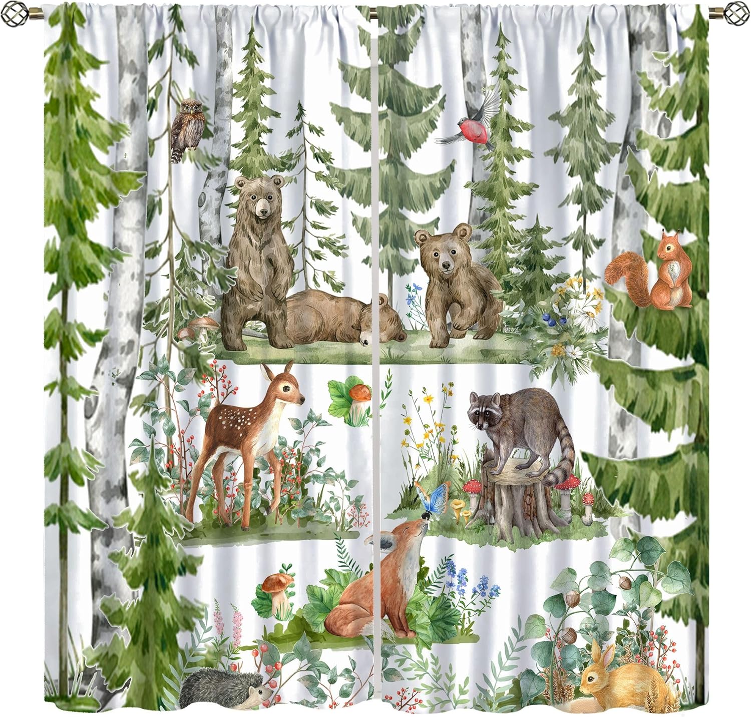 Forest Animal Curtains for Kid - Baby Nursery Green recensione e prezzo