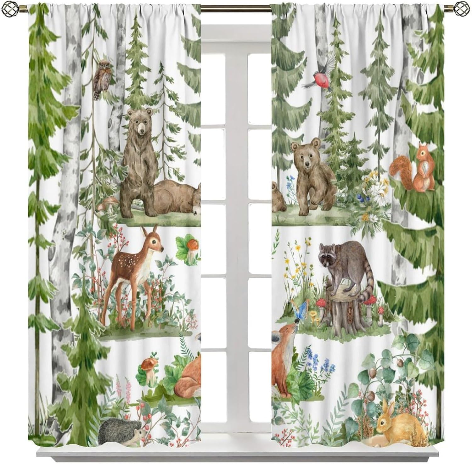 Forest Animal Curtains for Kid - Baby Nursery Green recensione e prezzo