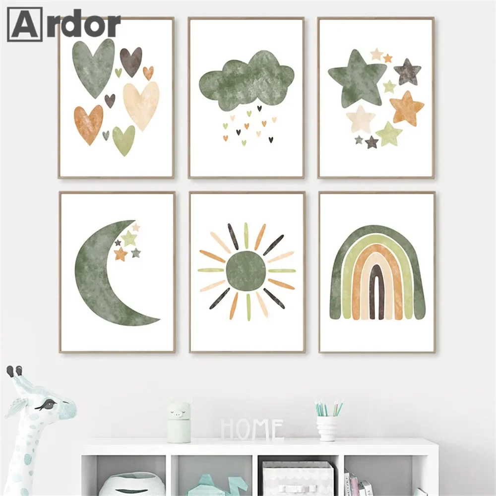 Star Cloud Moon Posters And Pr - Baby Nursery Green recensione e prezzo