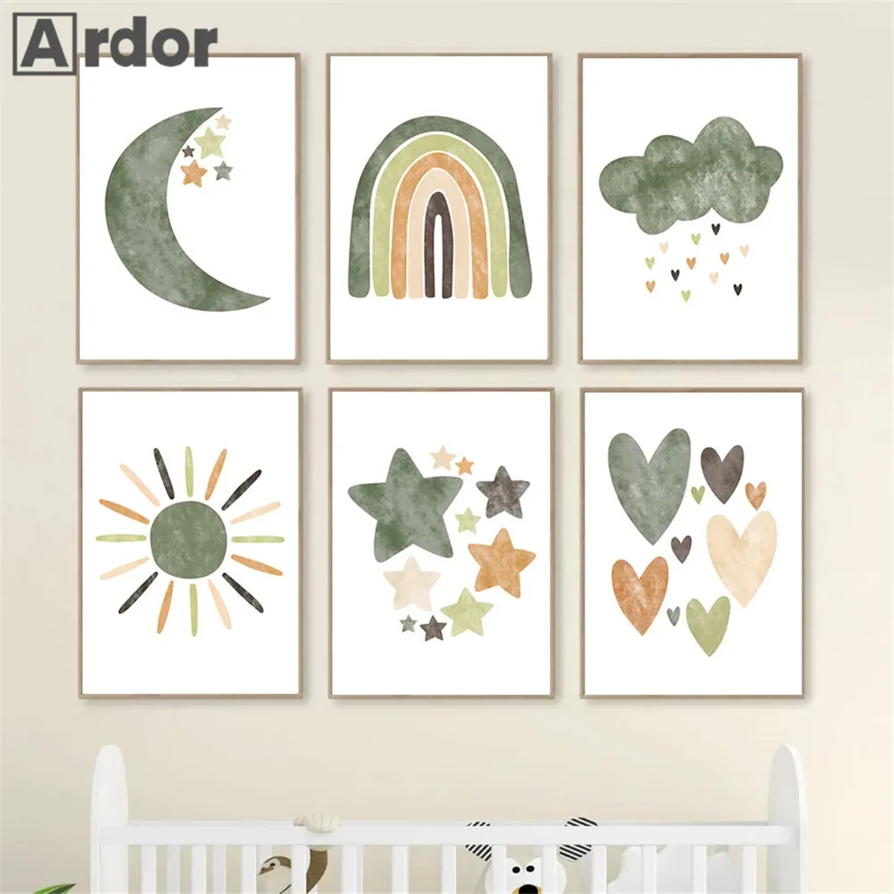 Star Cloud Moon Posters And Pr - Baby Nursery Green recensione e prezzo