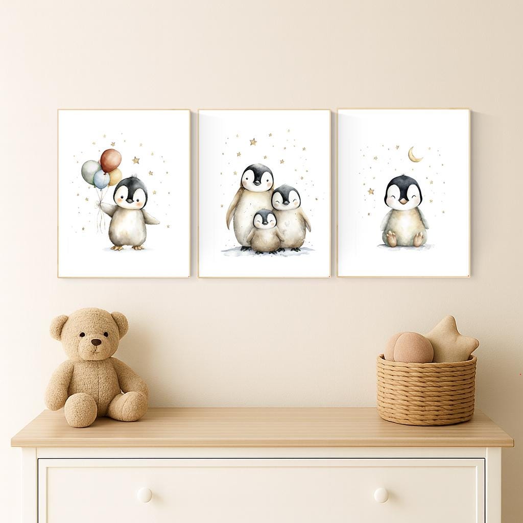 Penguin Nursery Art Prints Gen - Baby Nursery Gender Neutral recensione e prezzo