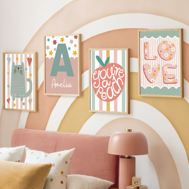 Cartoon Cat Duck Bird Apple Cu - Baby Nursery Name Wall Art recensione e prezzo