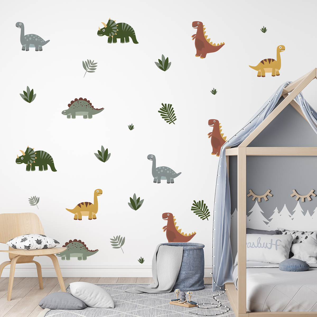 Cartoon Cute Dinosaur Leaf Ani - Baby Nursery Wall Stickers recensione e prezzo