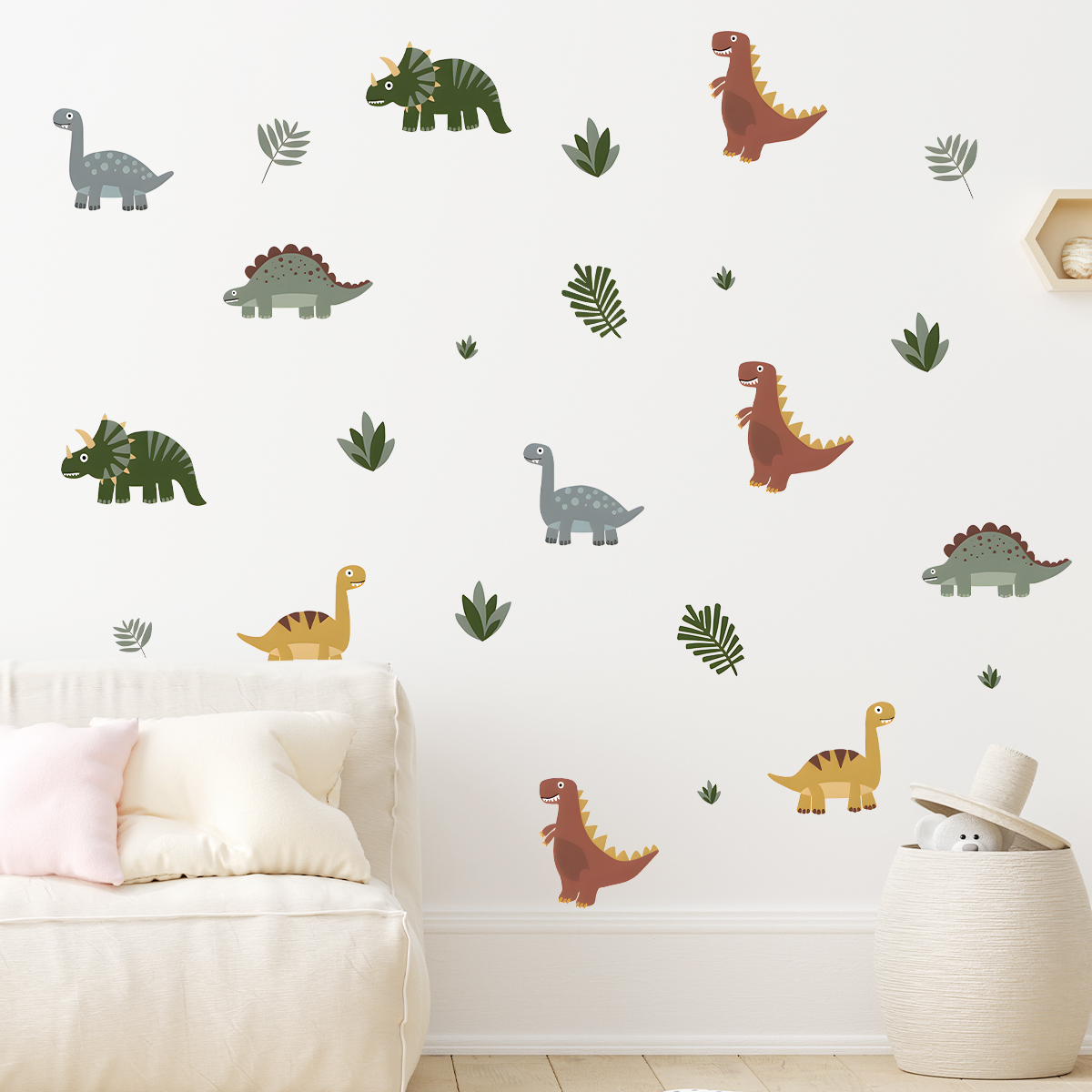 Cartoon Cute Dinosaur Leaf Ani - Baby Nursery Wall Stickers recensione e prezzo
