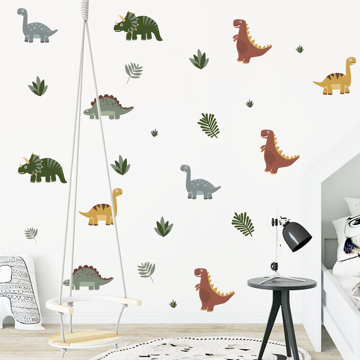 Cartoon Cute Dinosaur Leaf Ani - Baby Nursery Wall Stickers recensione e prezzo