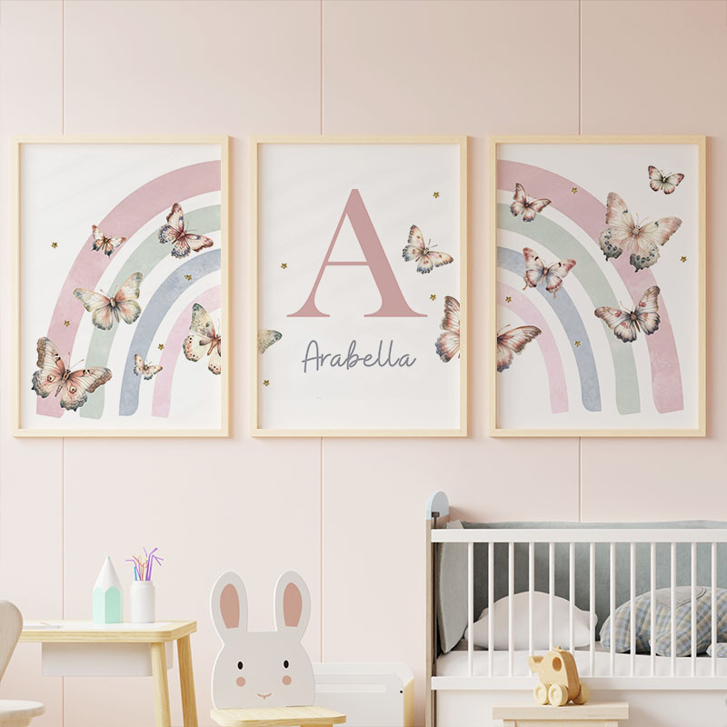 Pink Rainbow Butterfly Custom  - Baby Nursery Name Wall Art recensione e prezzo