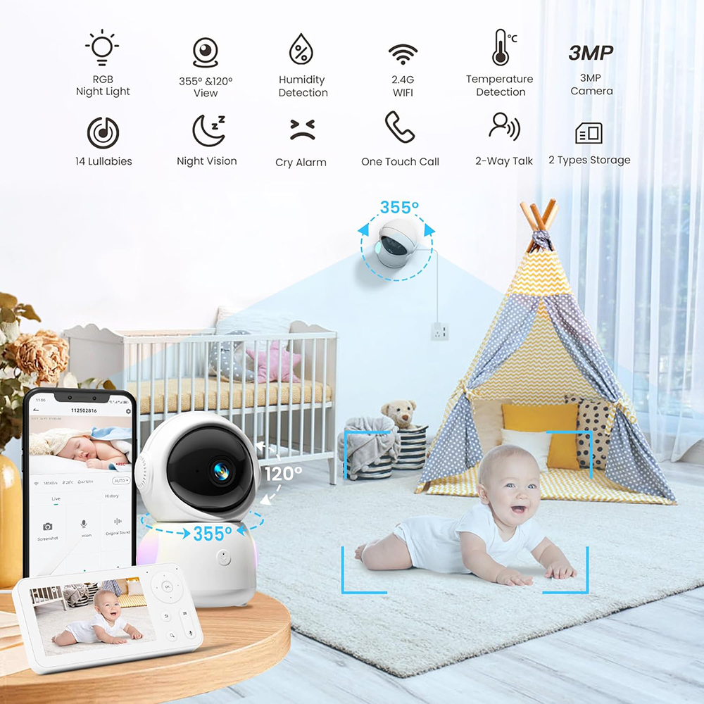 2K Baby Monitor with 2 Cameras - Baby Nursery Light recensione e prezzo