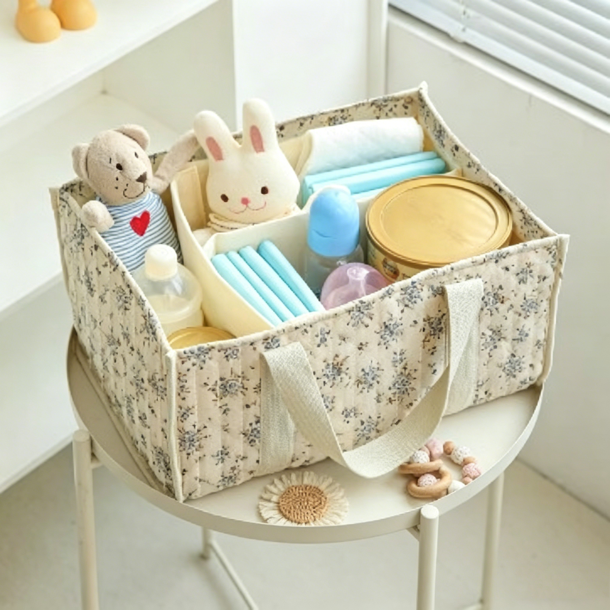 Floral Diaper Caddy Organizer, - Baby Nursery Basket recensione e prezzo