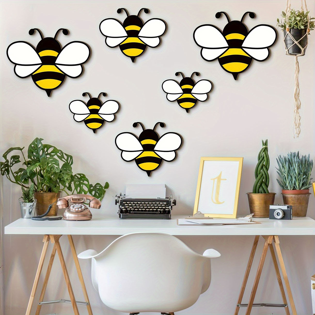 6Pcs Cute Bee Wooden Wall Stic - Baby Nursery Wall Stickers recensione e prezzo
