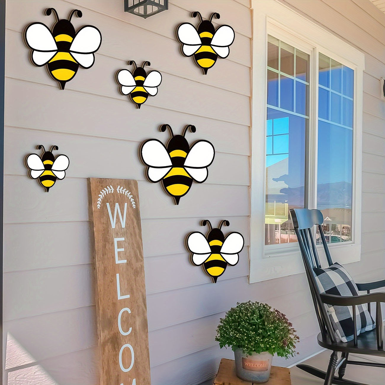 6Pcs Cute Bee Wooden Wall Stic - Baby Nursery Wall Stickers recensione e prezzo