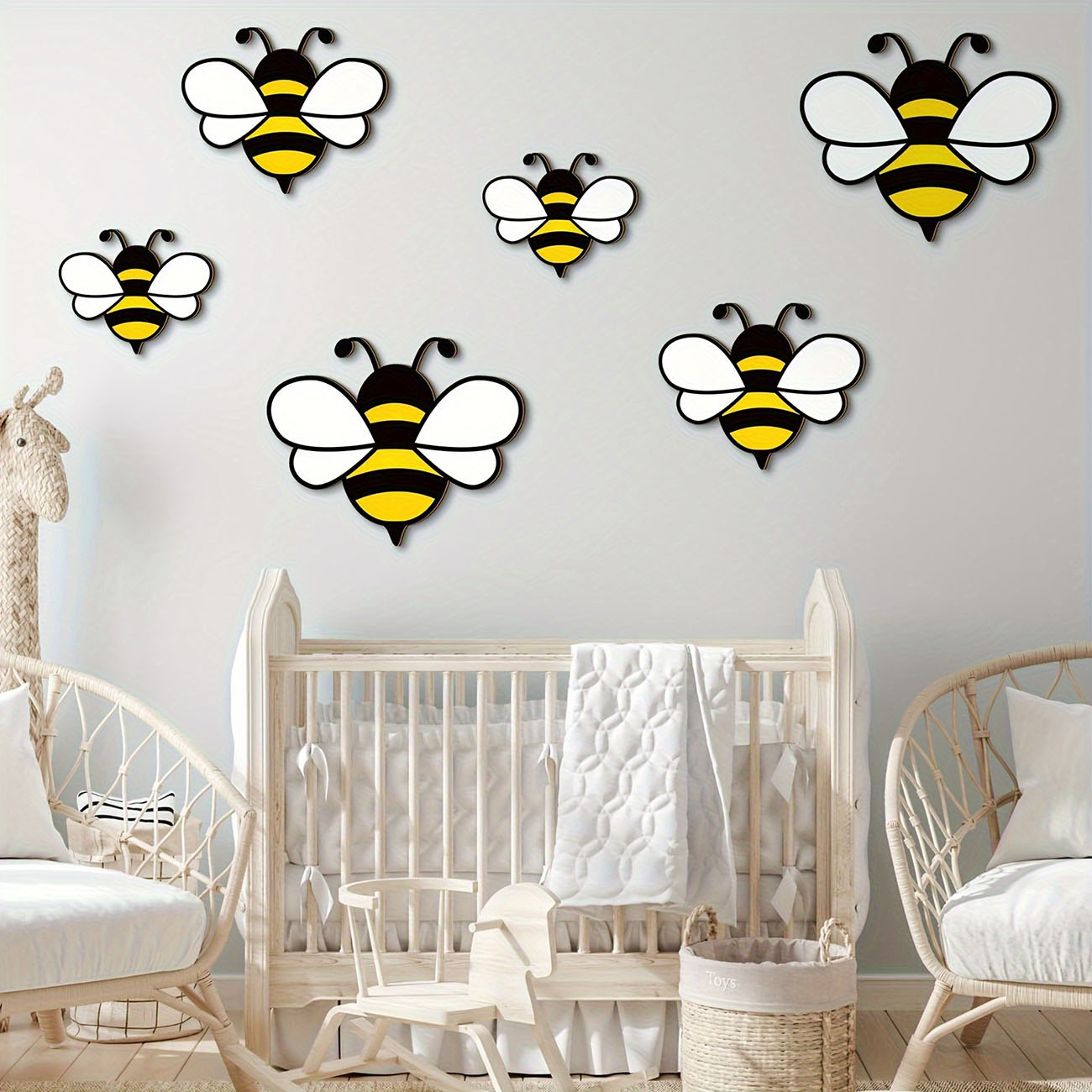 6Pcs Cute Bee Wooden Wall Stic - Baby Nursery Wall Stickers recensione e prezzo