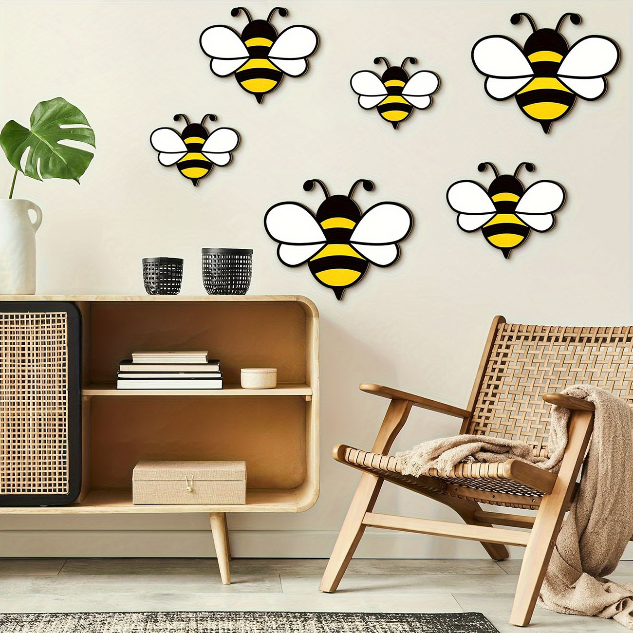 6Pcs Cute Bee Wooden Wall Stic - Baby Nursery Wall Stickers recensione e prezzo
