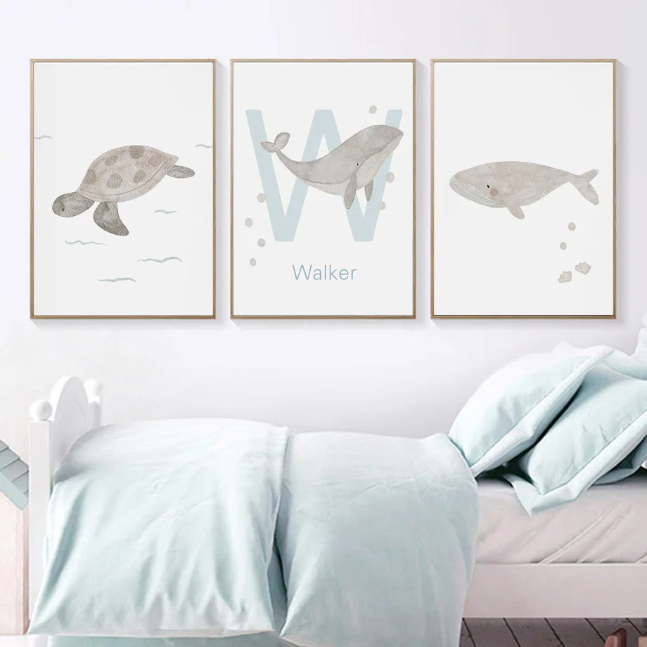 Custom Name Whale Octopus Turt - Baby Nursery Name Wall Art recensione e prezzo