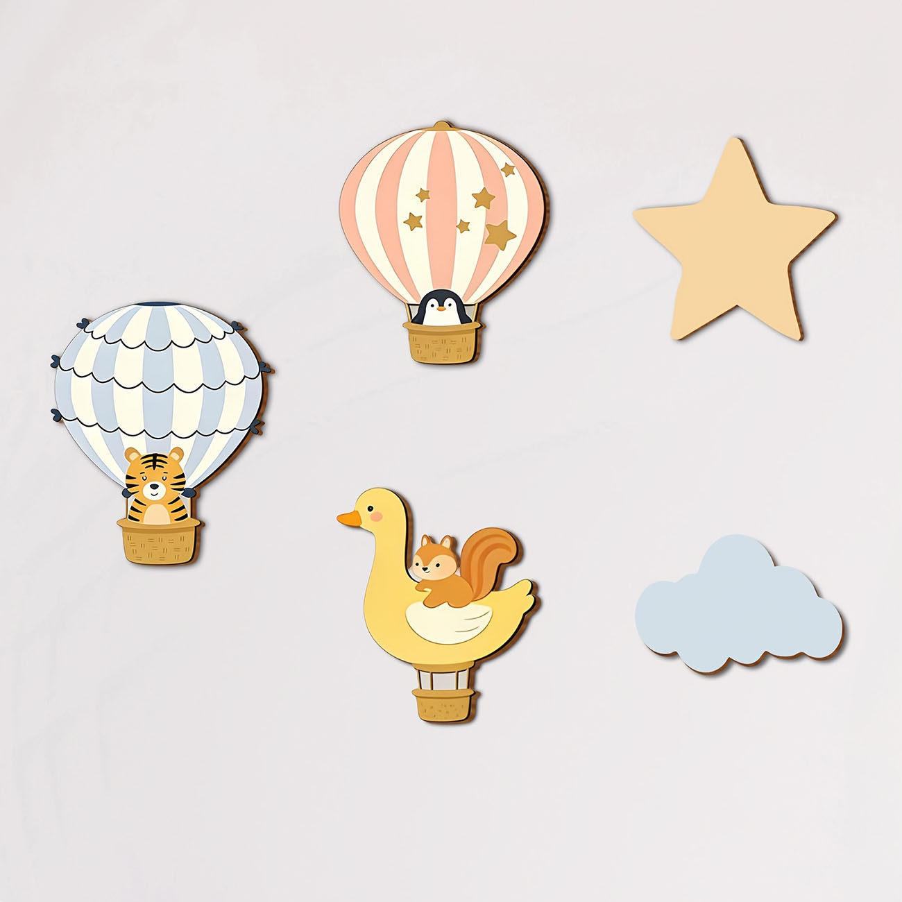 5Pcs Animal Hot Air Balloon Wo - Baby Nursery Wall Stickers recensione e prezzo