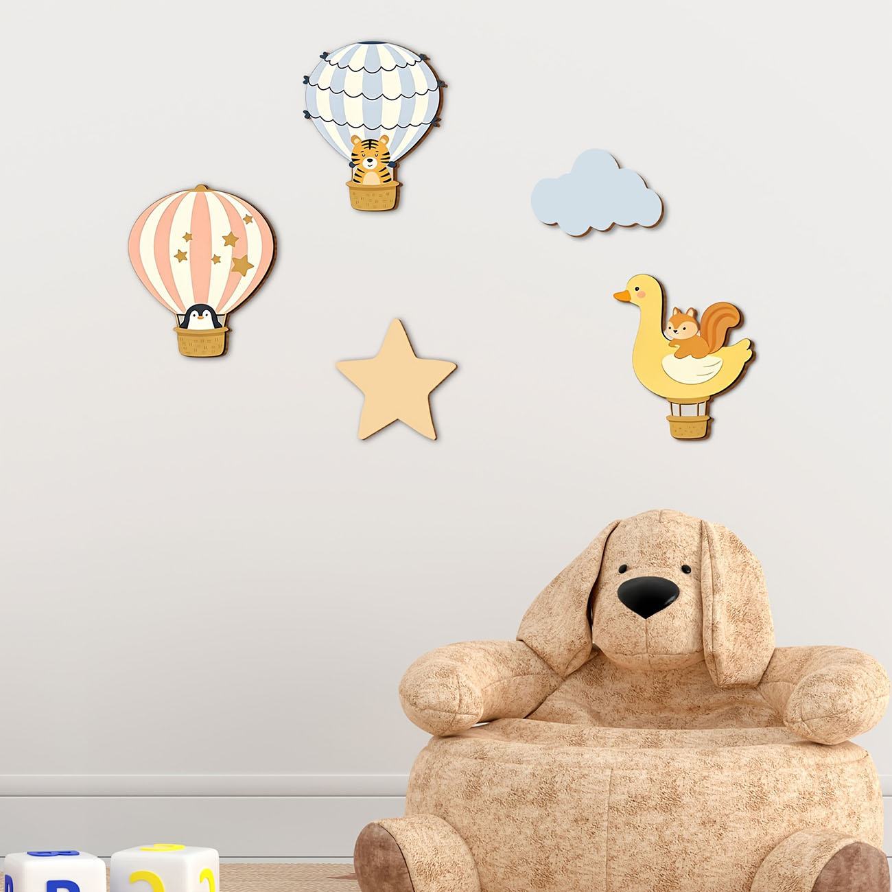 5Pcs Animal Hot Air Balloon Wo - Baby Nursery Wall Stickers recensione e prezzo